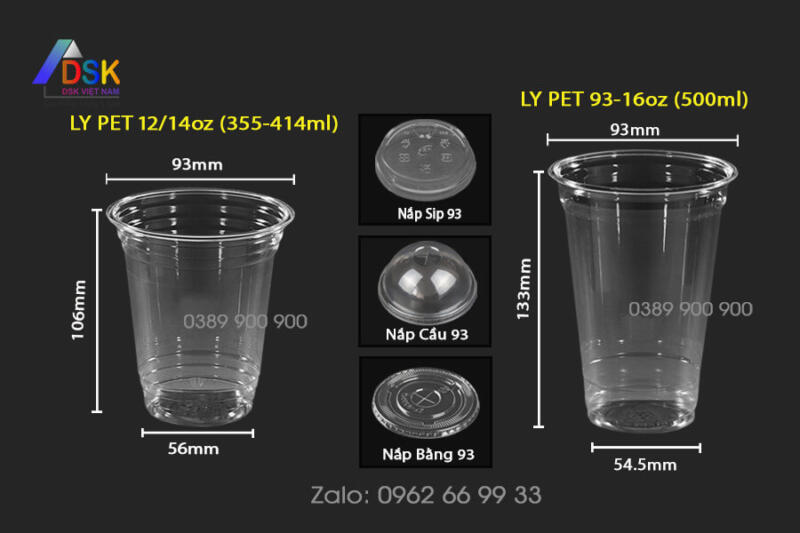 Mẫu ly nhựa Pet 355ml - 500ml Ly nhựa pet 360ml - 500ml