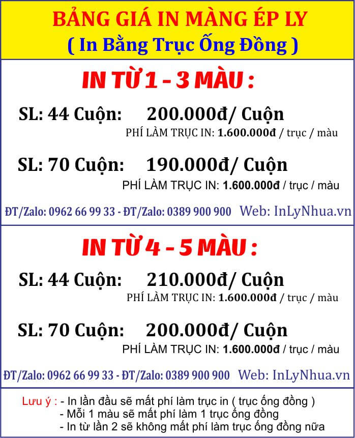 Bảng giá in cuộn màng ép ly nhựa