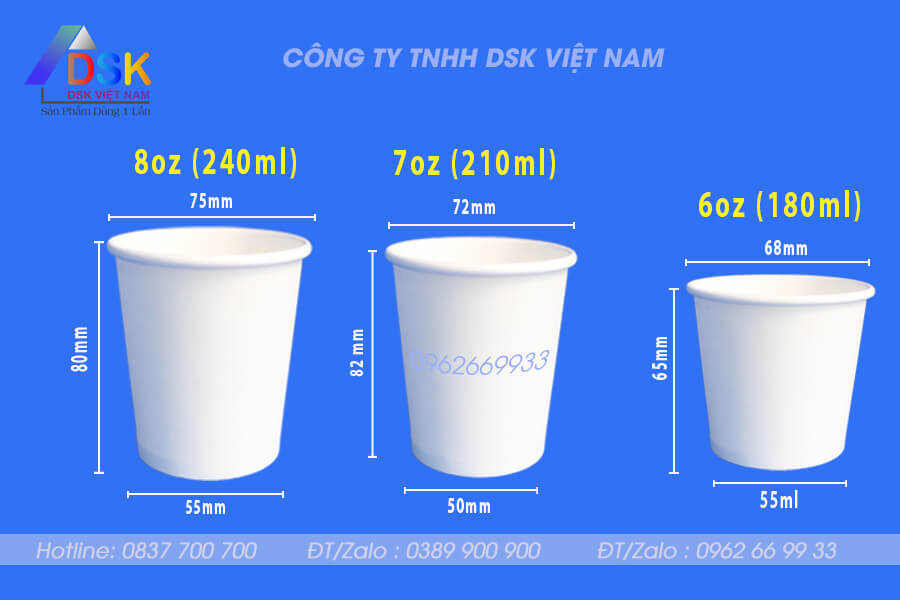 Ly giấy 6oz 7oz 8oz