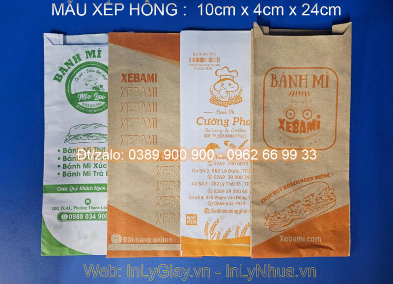 Túi giấy đựng bánh mì in logo Túi giấy đựng bánh mì in logo