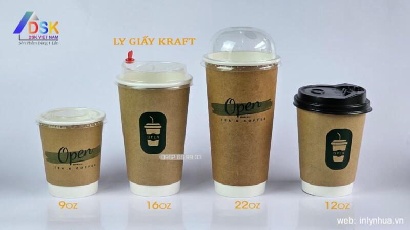 Nhận in ly giấy Kraft, Ly giấy Kraft in logo Ly giấy Kraft in logo